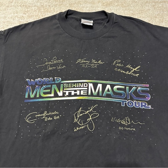 Vintage Star Wars XL T-shirt Behind The Masks World Tour 1996-1997 Vader RARE - Picture 2 of 7